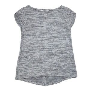 Market & Spruce Women's Button Back Detail Gray Striped Pullover Stretch Top M